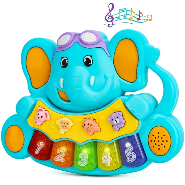 TOY Life Baby Piano Toys, Baby Toys 0 3 6 12 18 Months, Elephant Infant Toys, Newborn Baby Musical T