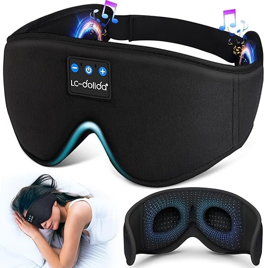 LC-dolida Sleep Headphones, 3D Sleep Mask Bluetooth Wireless Music Eye Mask, Sleeping Headphones for