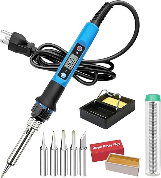 Soldering Iron Kit, 80W 110V Fast Heat up in 10s LCD Digital Adjustable Temperature Soldering Gun Th