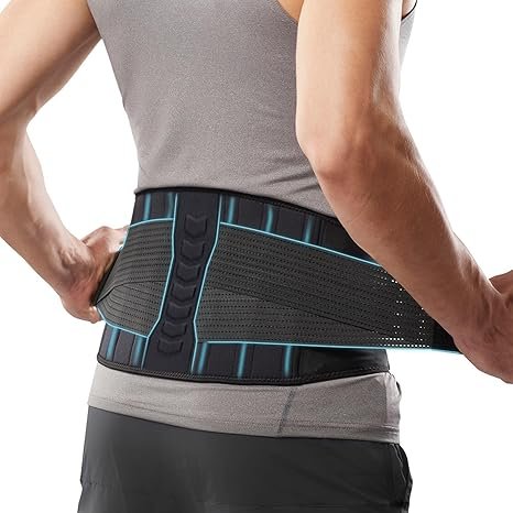 Copper-Infused Back Support Brace – Lightweight, Breathable Lumbar Belt with 6 Flexible Nylon Stays