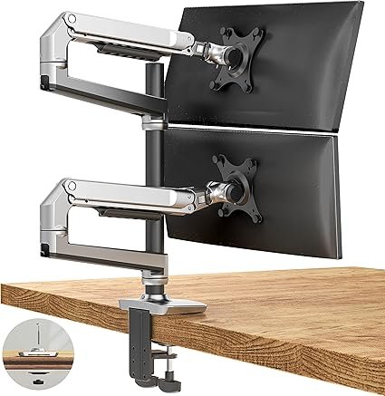 Dual Monitor Mount, Holds Screens up to 40 Inches and 25 lbs, Fully Adjustable Dual Monitor Arm with