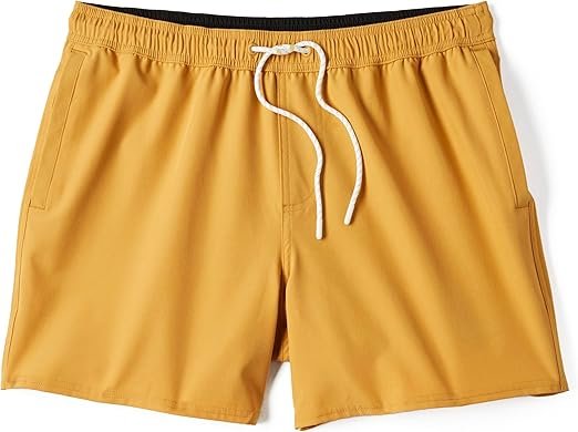 Huckberry Wellen Men's Swim Trunks - Performance Lined Swim Shorts, in 5" or 7" Inseam, Stretchy w/L