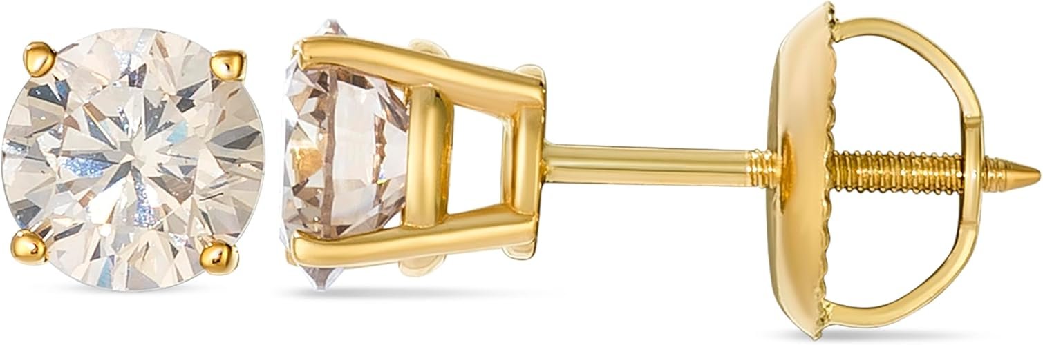 Le Vian 1/4 to 1 1/2 Carat Diamond Round Stud Earrings for Women I 14k Yellow or Rose Gold Studs for