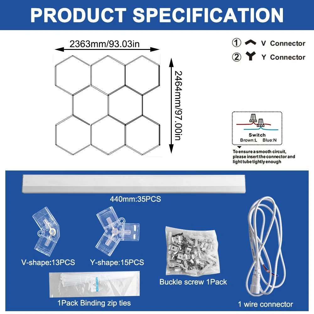 Brightness] Hexagon Garage Lights | High Brightness 712W 168000LM 6500K | 3/5/8/11/14 Hex Grid | Gar