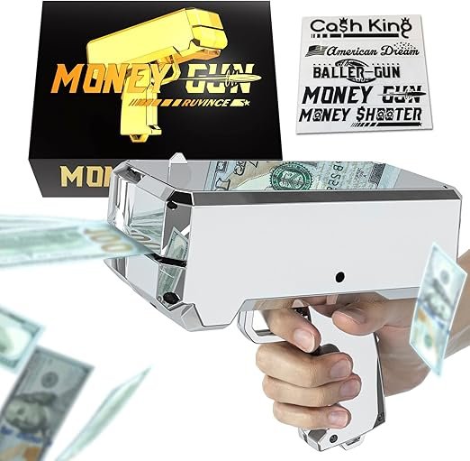 RUVINCE Money Gun Shooter Money Gun for Movies That Look Real, Prop Gun Make it Rain, Handheld Cash 