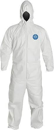 DuPont Tyvek 400 TY127S Disposable Protective Coverall with Respirator-Fit Hood and Elastic Cuff, Wh