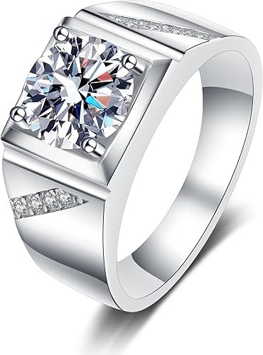Men's Diamond Ring in 14K Gold - 1ct/2ct D-Color VVS1 Brilliance - Contemporary Design with Stunning