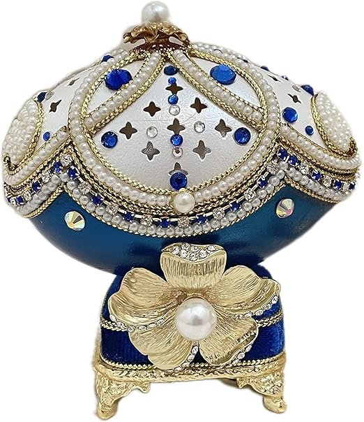 Antique Russian Easter egg Faberge Egg HANDCARVED Natural Egg 24kGOLD Austrian Crystal Hand Set PLUS