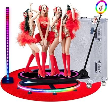360 Photo Booth Machine with Flight Case & Battery Pack for Parties,360 Slow Motion Camera Booth wit