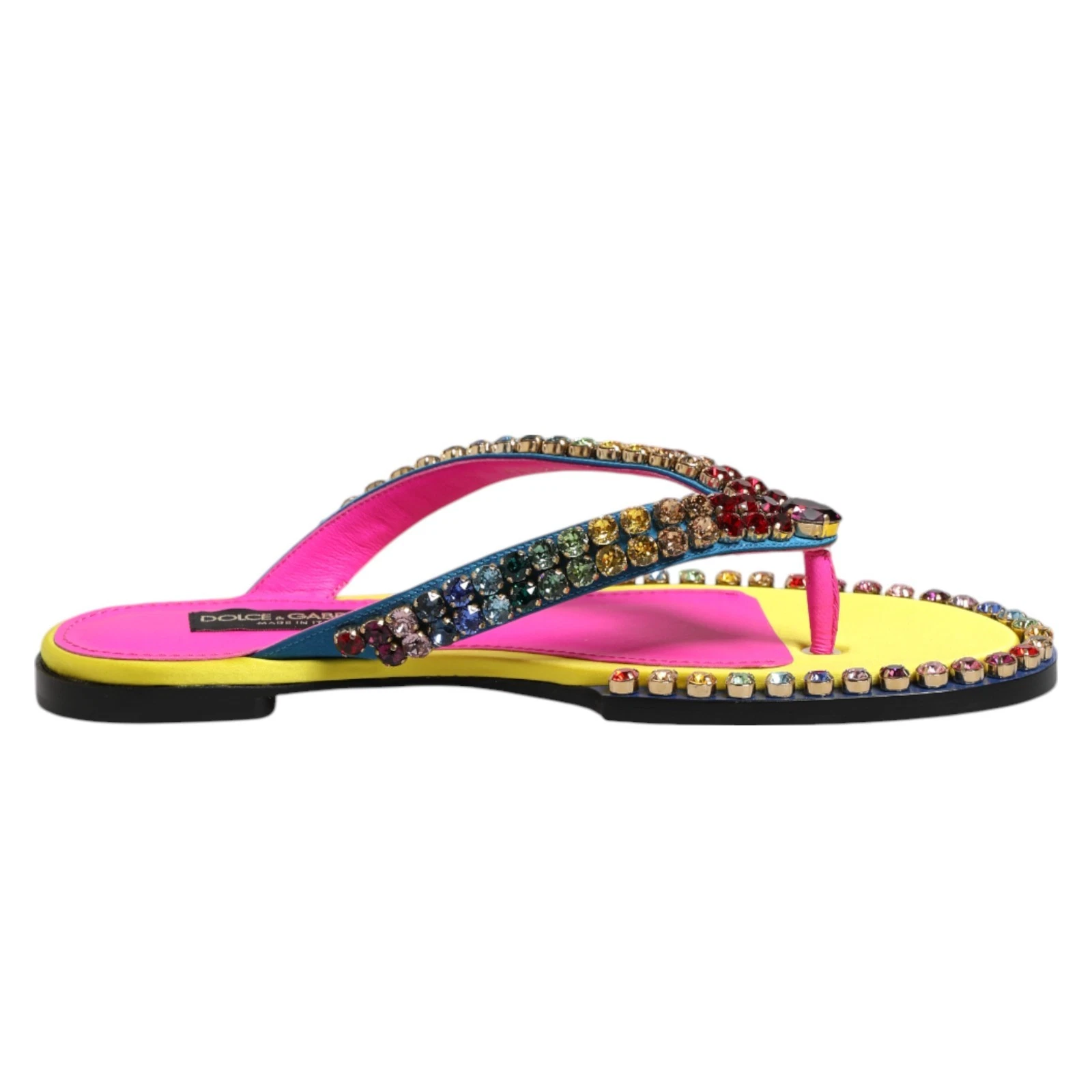 DOLCE & GABBANA Shoes Multicolor Rhinestone Flip Flop Flat Sandals EU42 / US11.5
