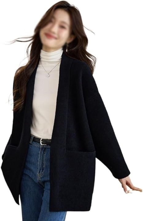 Womens Sweaters Dressy Casual Thick Knit Cardigan Loose Plus Size Top Women's Double Pocket Cashmere