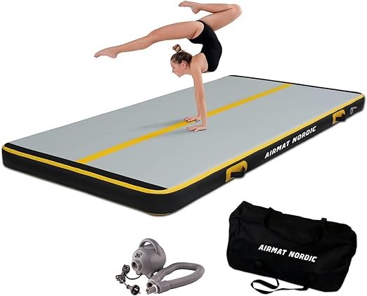 AirMat Nordic Carbon Air Mat Tumble Track 10ft/13ft/16ft/20ft/26ft with Electric Air Pump, Inflatabl